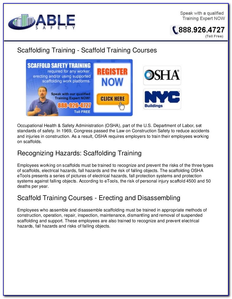 Osha Scaffolding Certification Online
