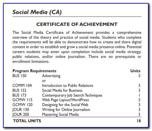 Palomar College Certificates