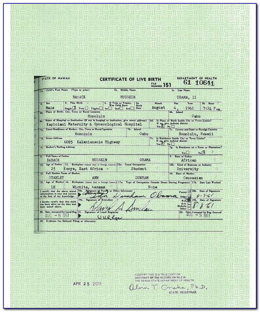 Peoria Health Department Birth Certificate