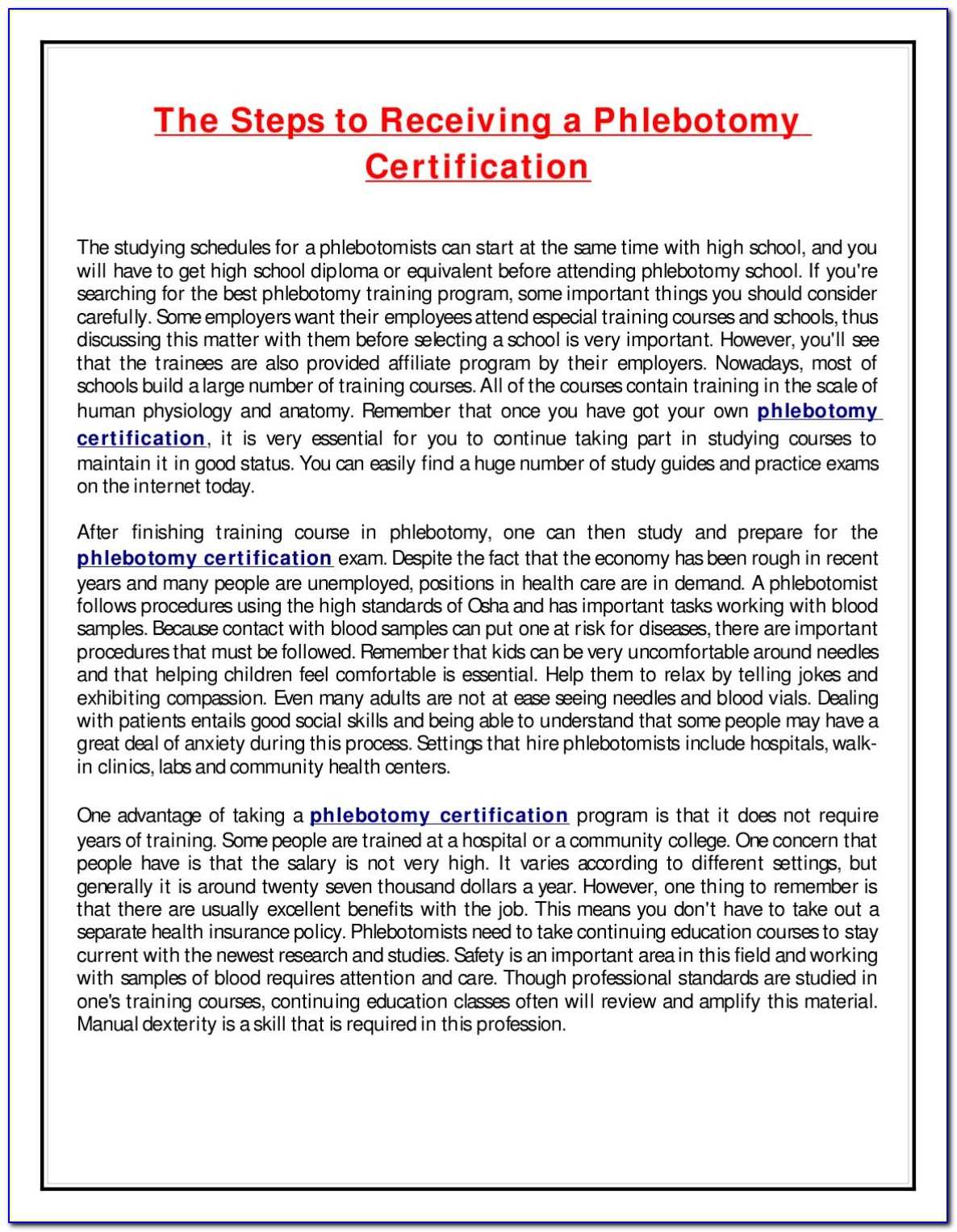 Phlebotomy Technician Certification In Mn