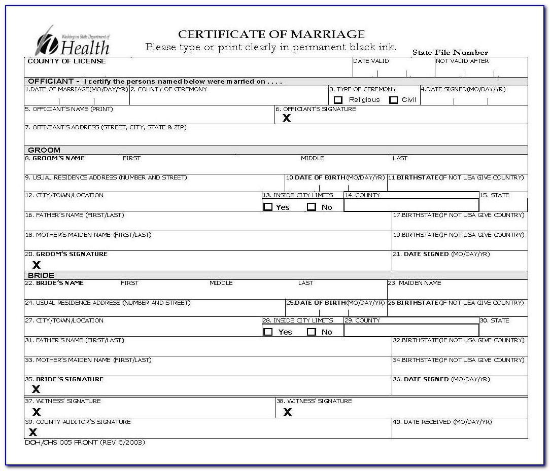 Pierce County Marriage License Copy