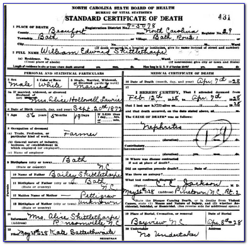 Pitt County Register Of Deeds Birth Certificate
