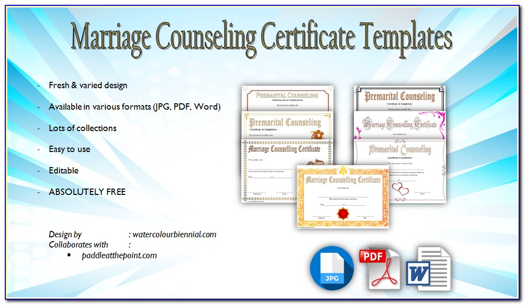 Premarital Counseling Certificate Of Completion Form