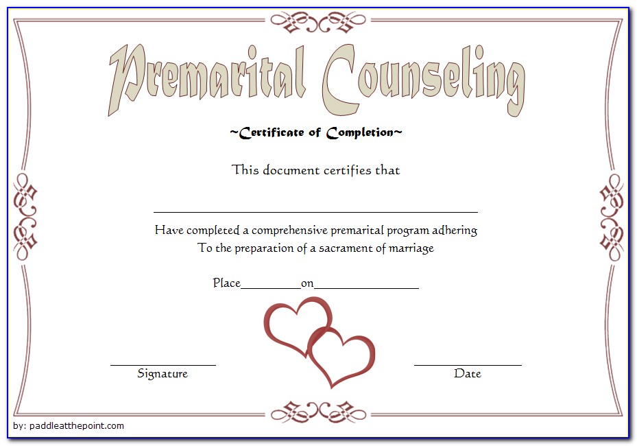 Premarital Counseling Certificate Pdf