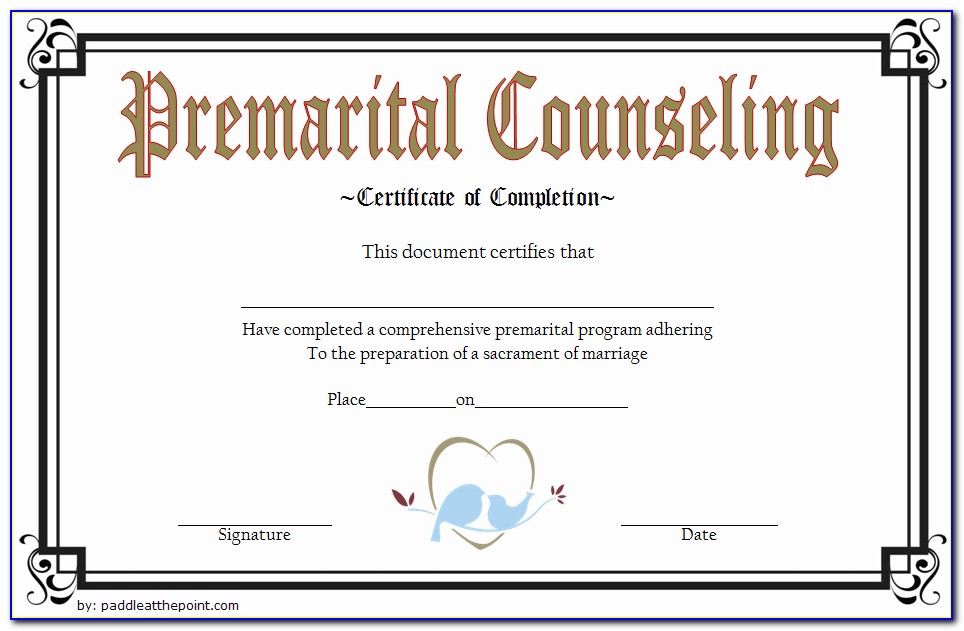 Premarital Counseling Certificate Template