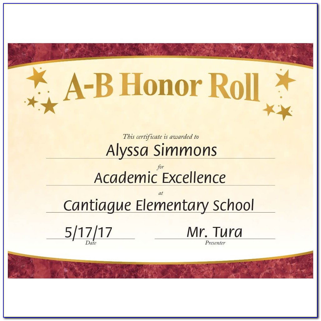 Printable Honor Roll Certificate Templates