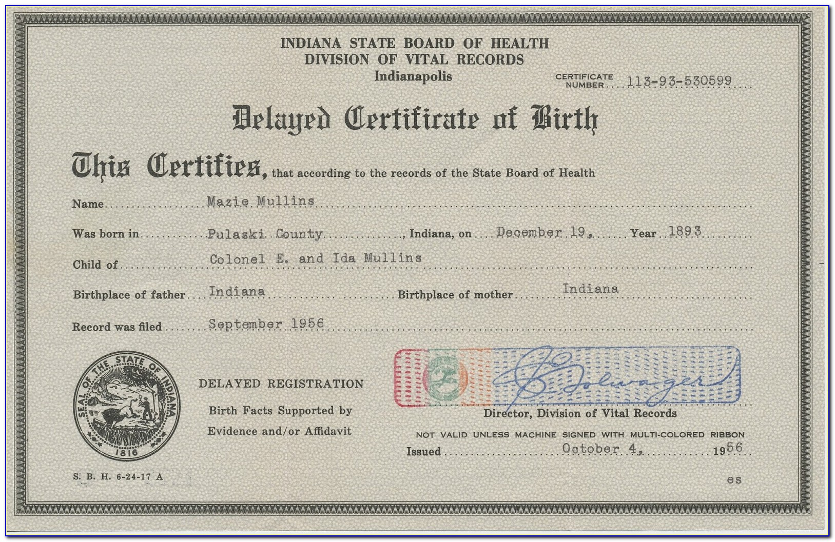 Pulaski County Birth Certificate
