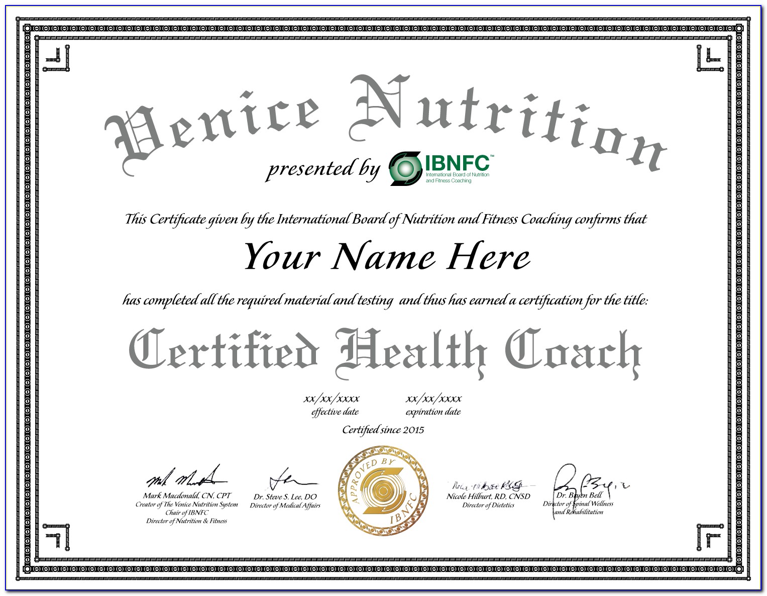 Registered Nutritionist Certification