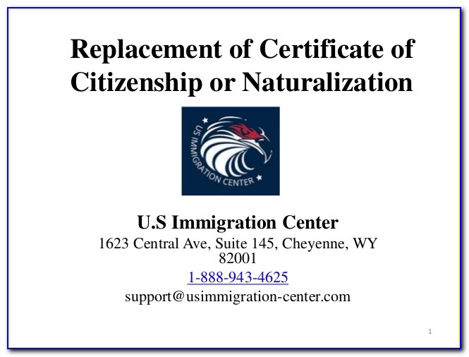 Replacement Of Naturalisation Certificate