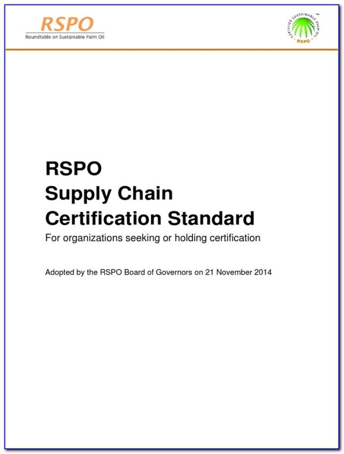 Rspo Supply Chain Certification Standards 2014 (revised June 2017)