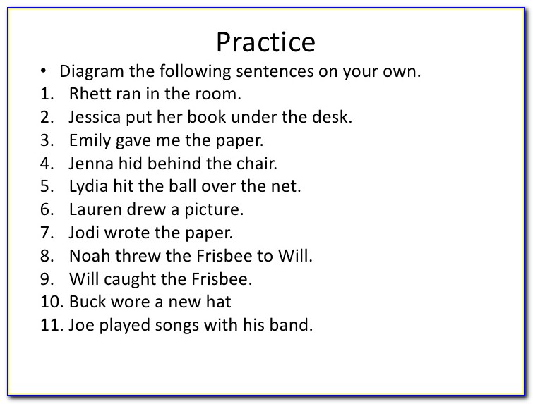 Sentence Diagramming Practice Test