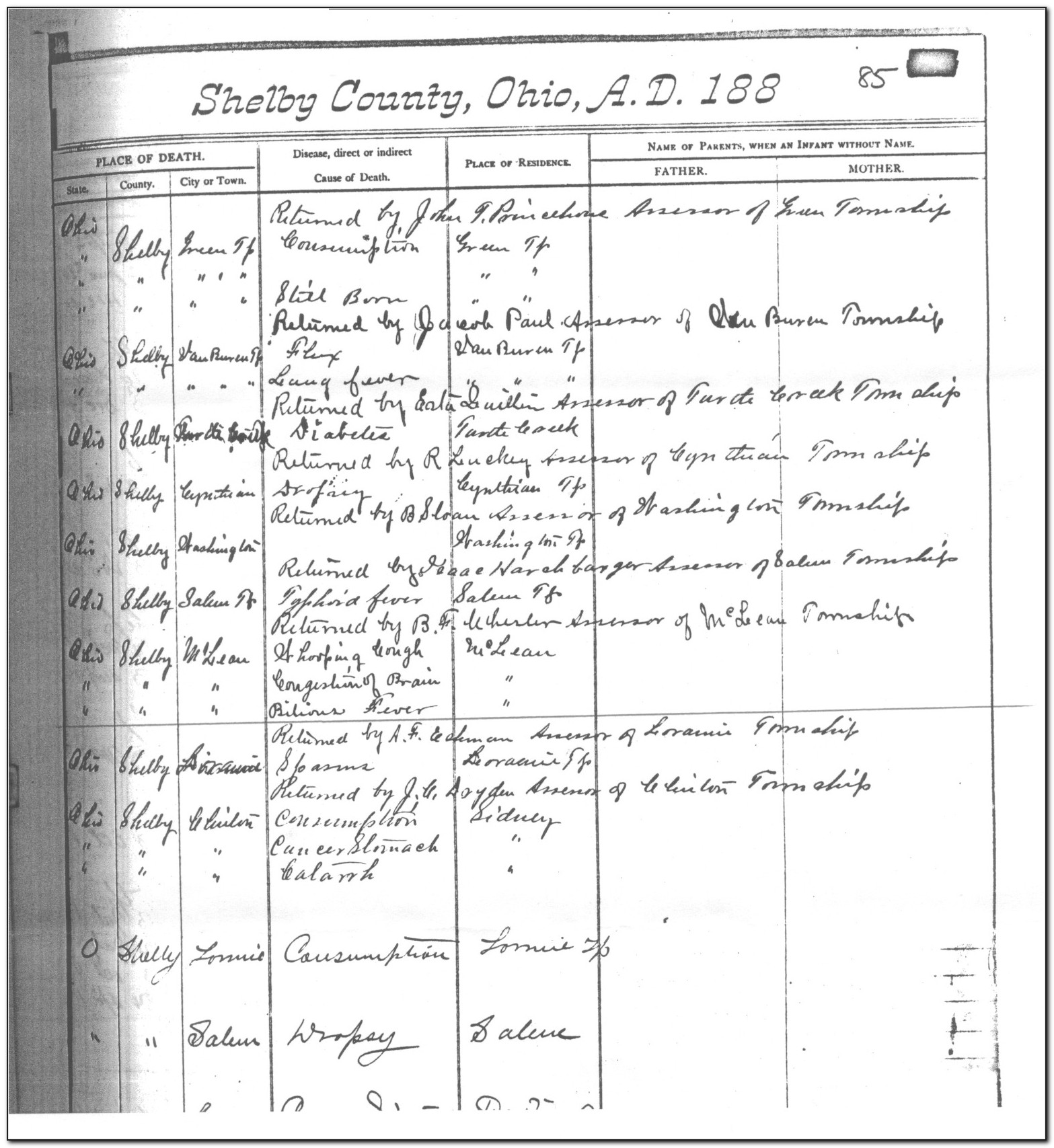 Shelby County Ohio Death Certificates