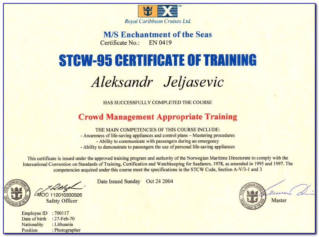Stcw 95 Certification Online
