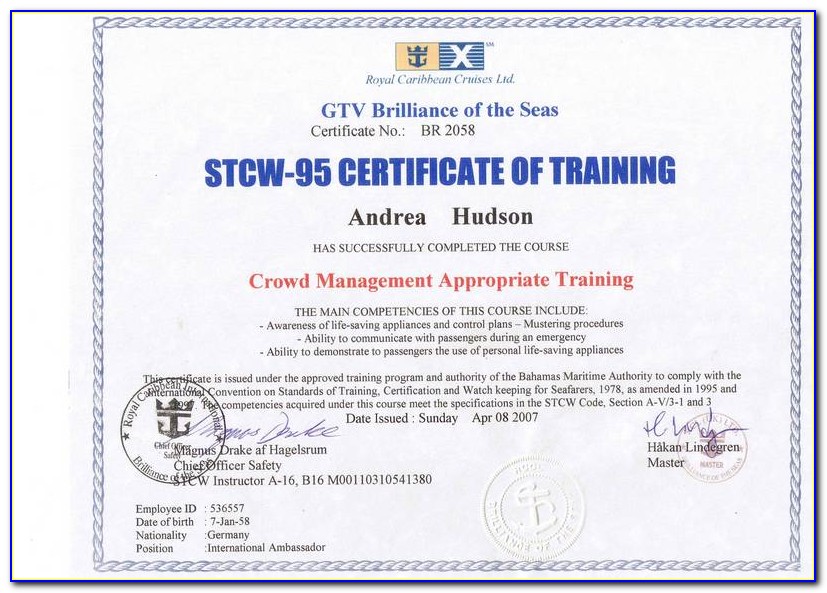 Stcw Certificates List