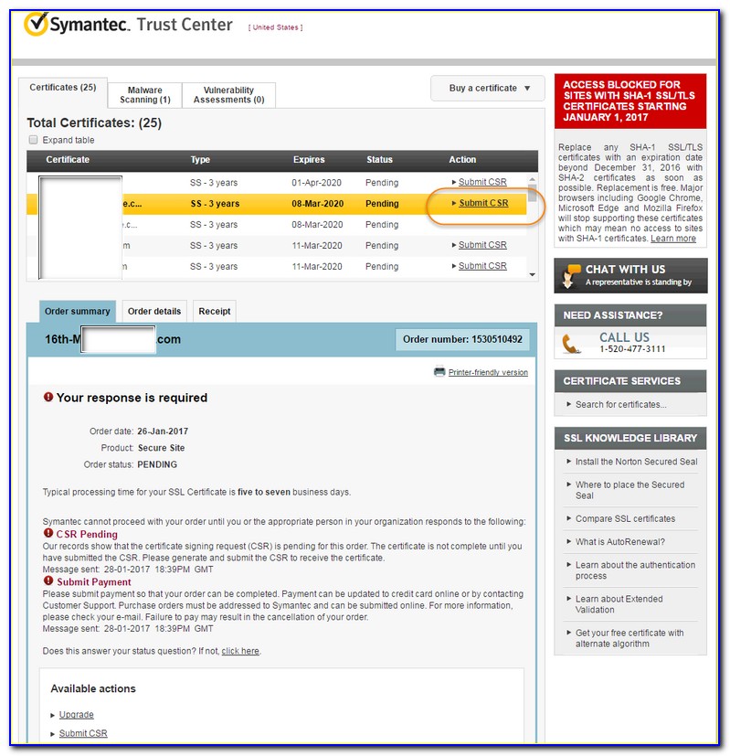 Symantec Certificate Renewal