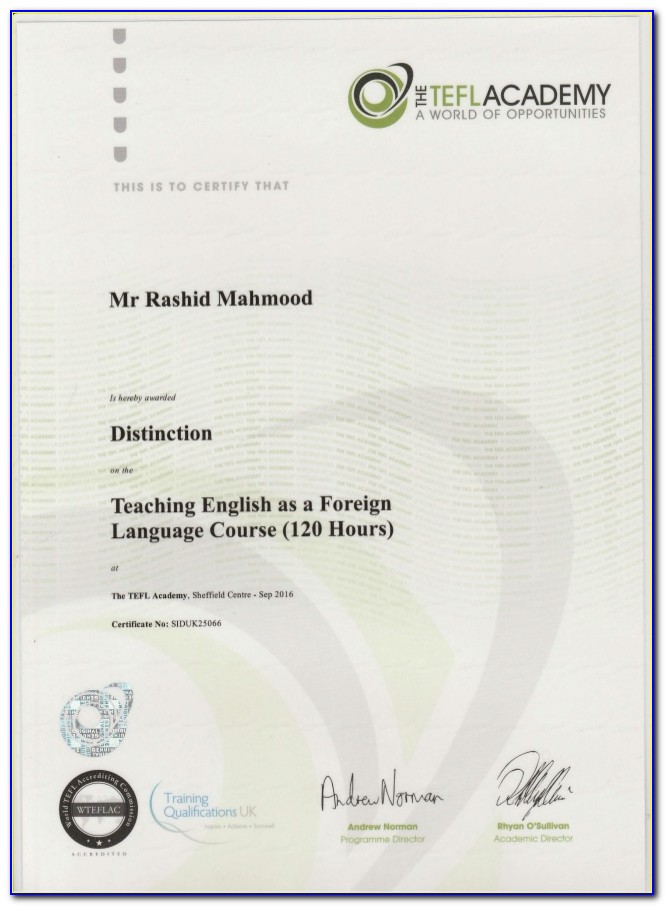 The Tefl Academy Certificate Verification