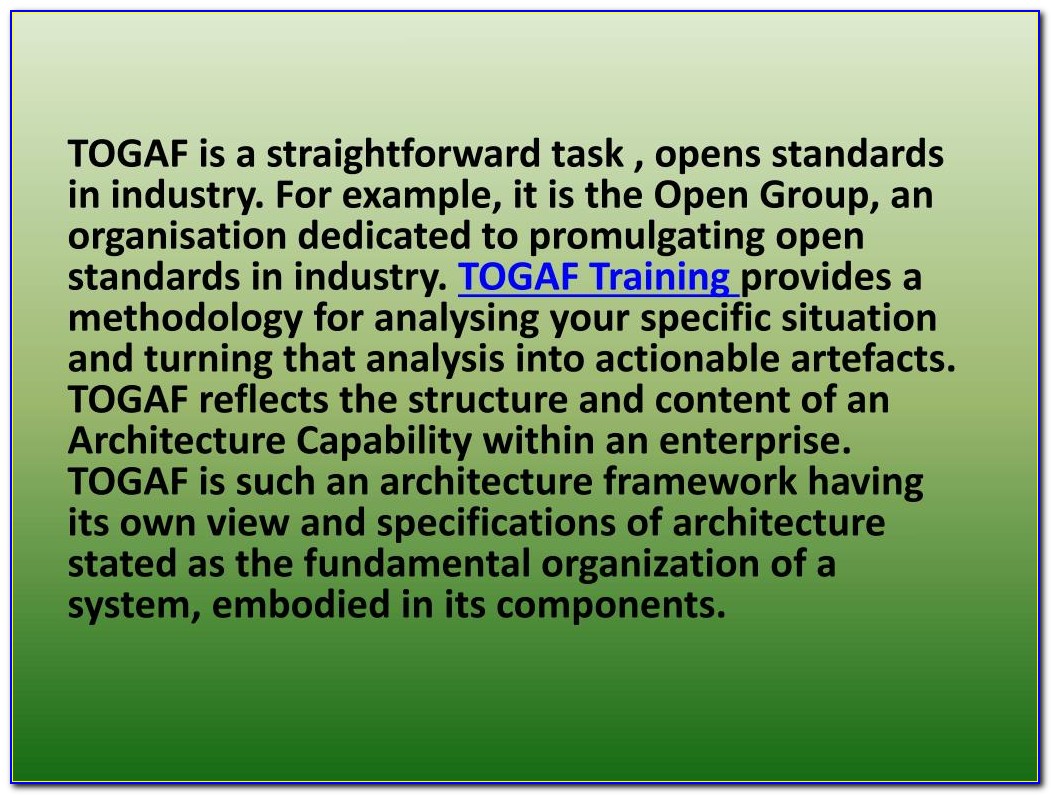 Togaf 9 Certification Value
