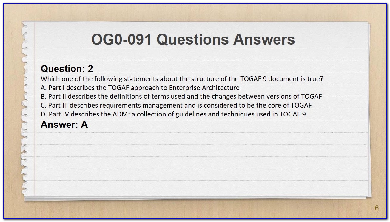 Togaf Certification Part 2 Sample Questions