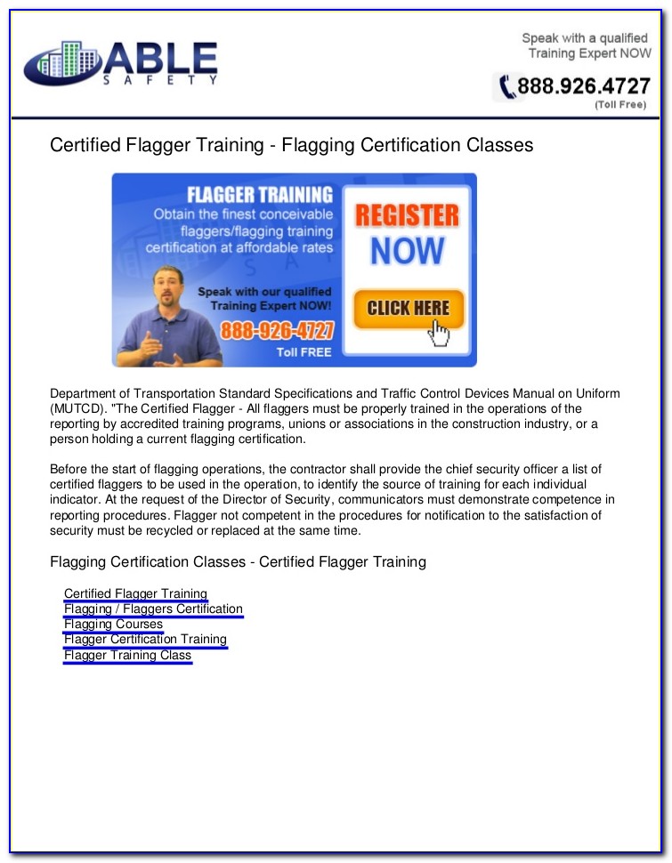 Traffic Control Flagger Certification California