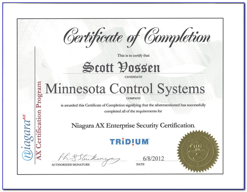 Tridium Niagara Ax Certification