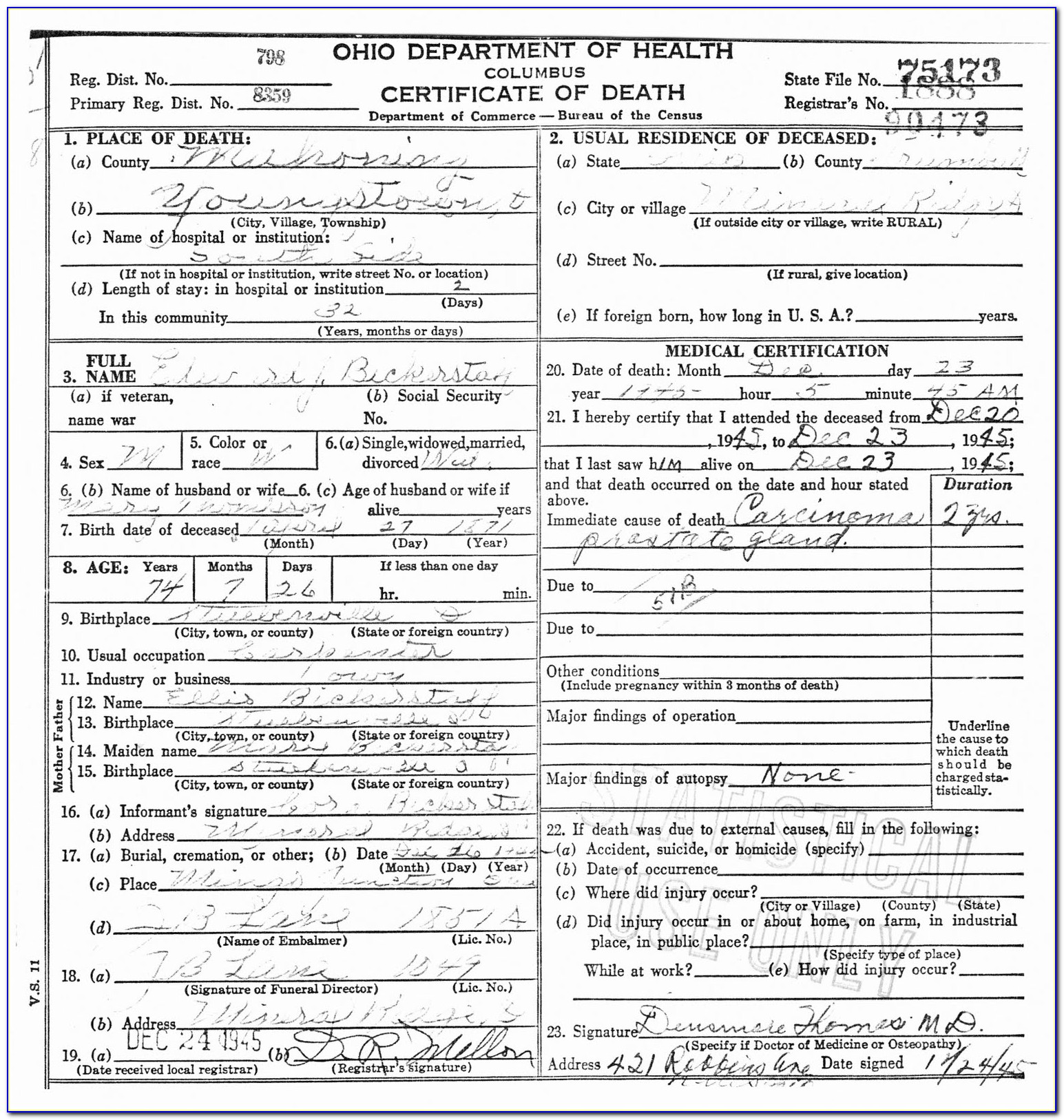 Trumbull County Oh Birth Certificate