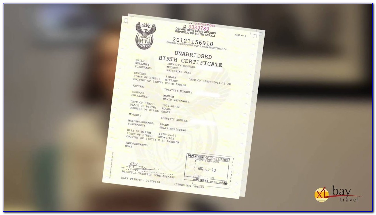 Unabridged Birth Certificate South Africa Cost