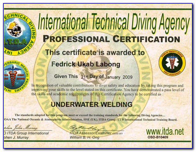 Underwater Welder Certification
