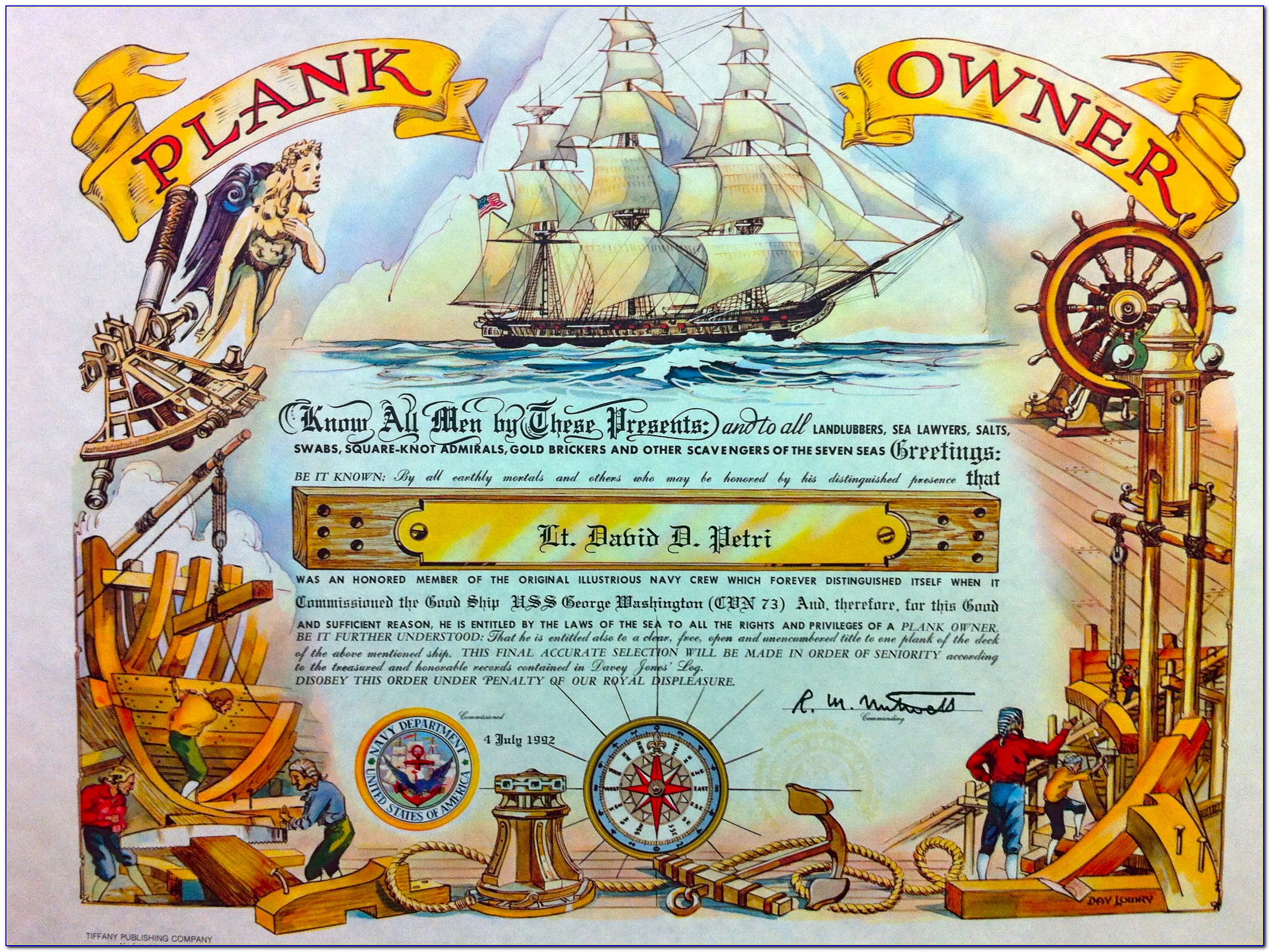 Us Navy Plank Owner Certificate