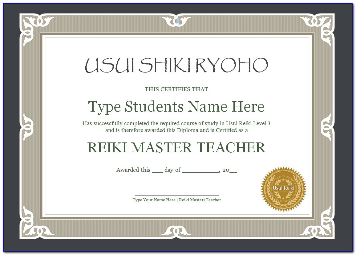 Usui Ryoho Reiki Certification