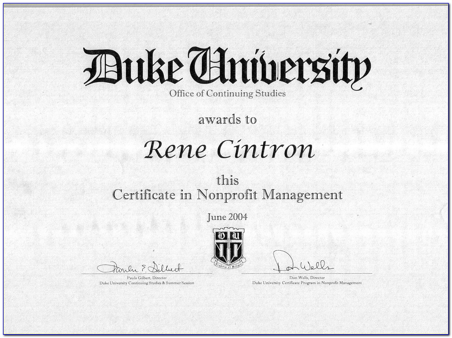 Uw Nonprofit Management Certificate