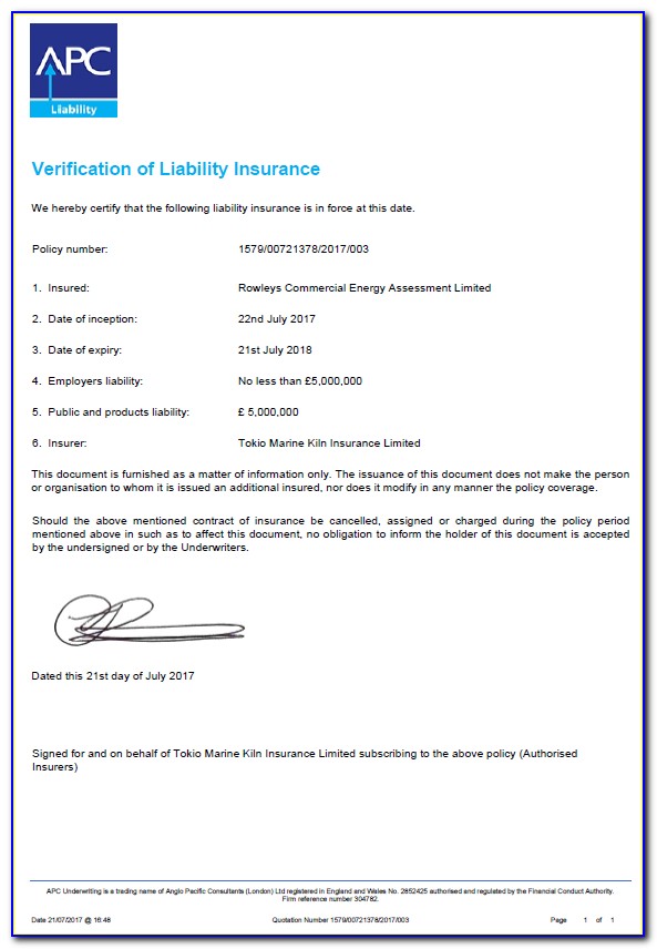 Verifly Certificate Of Insurance
