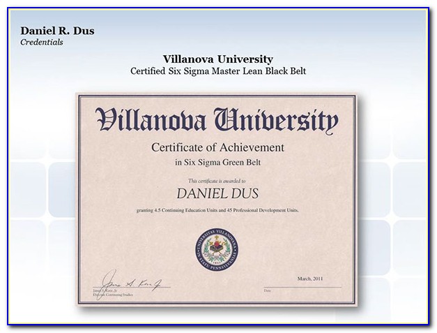 Villanova Six Sigma Green Belt Certification Exam
