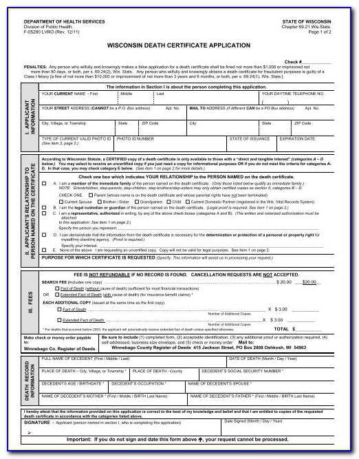 Winnebago County Death Certificates