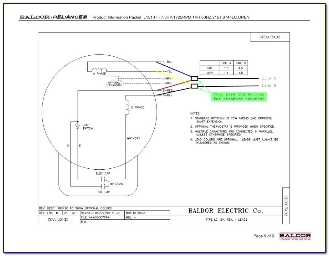 Baldor Motor Capacitor Wiring Diagram
