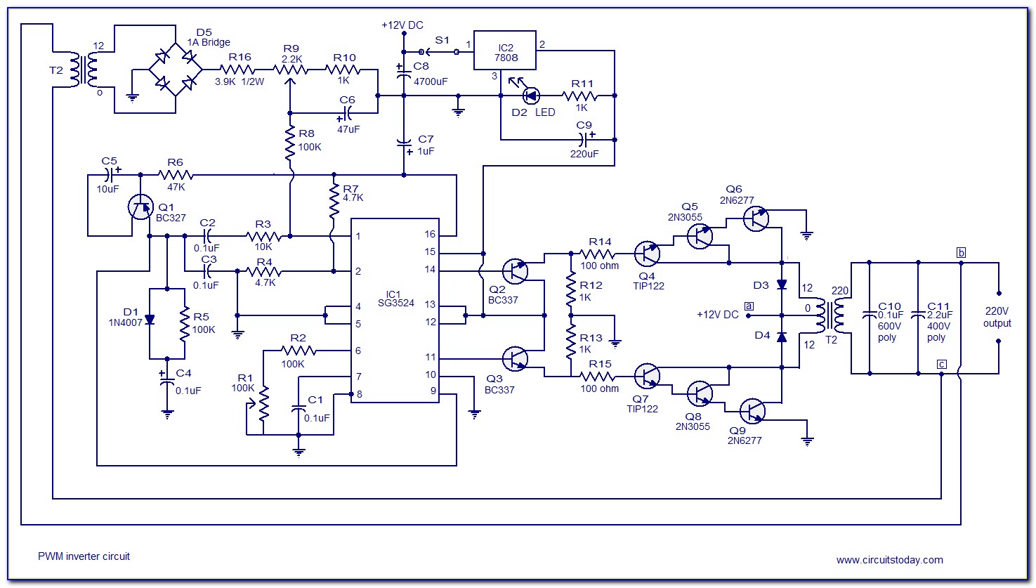 Inverter Circuit Diagram Using Sg3525 And Mosfet