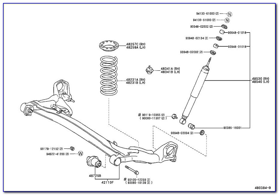 2008 Toyota Sienna Rear Suspension Diagram