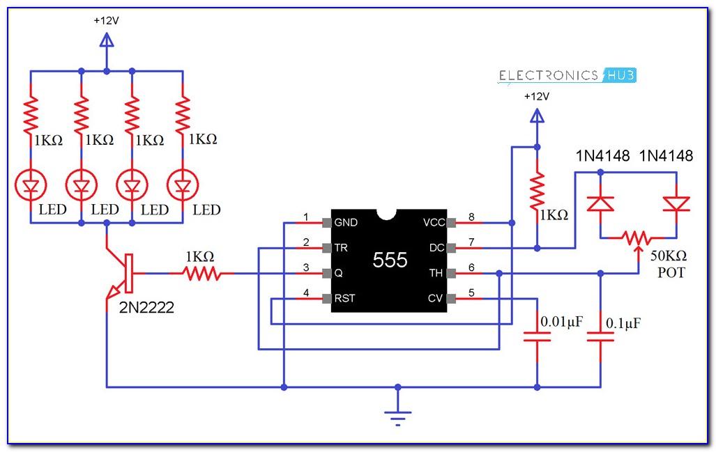 555 Timer Circuit Diagram Pulse Generator