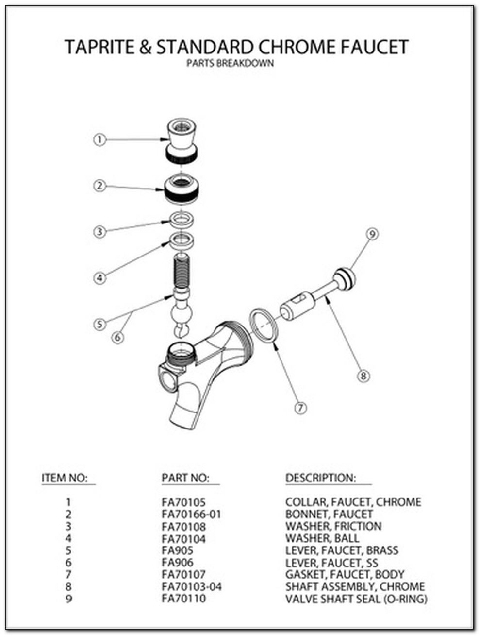 Beer Tap Assembly Diagram
