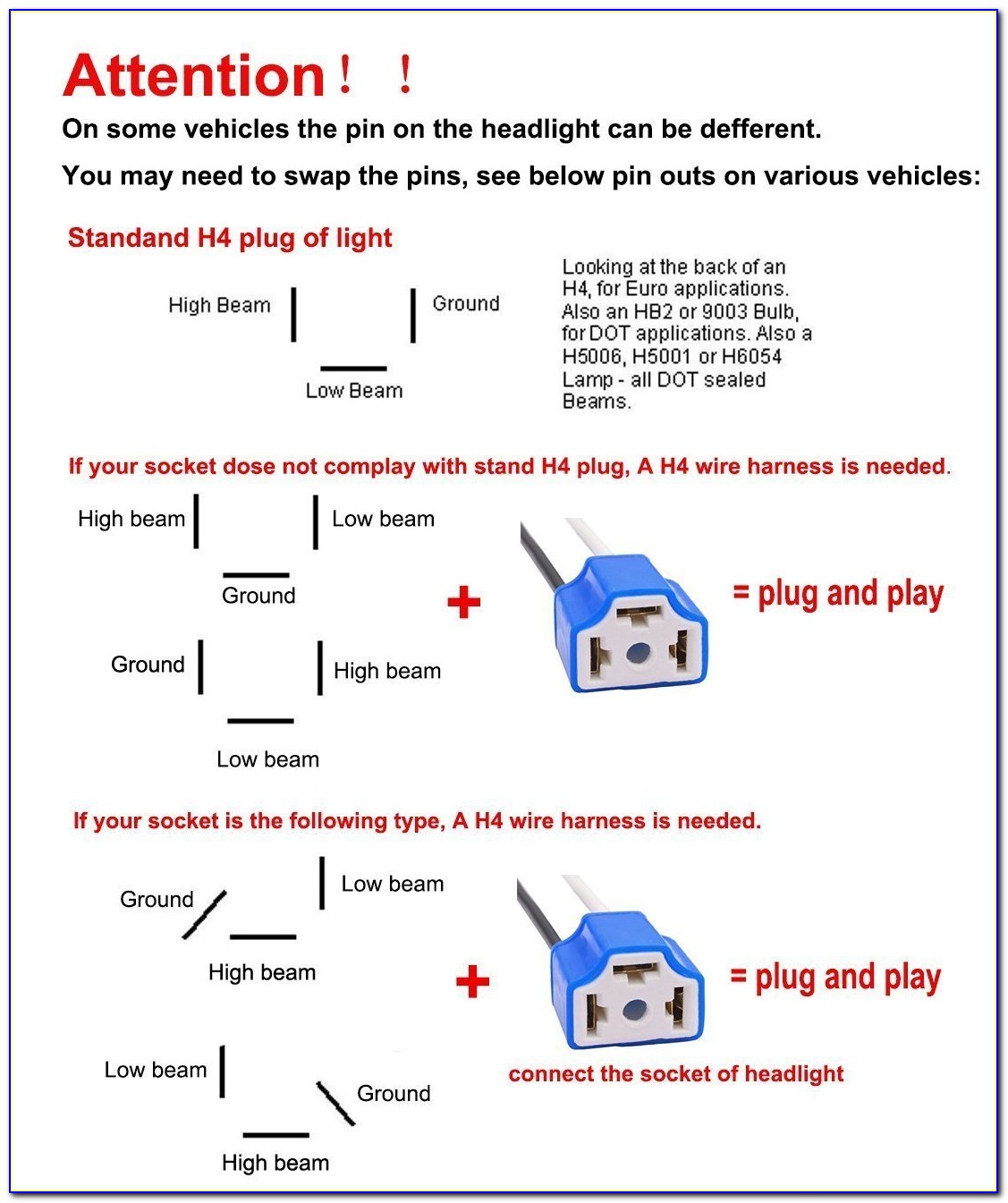 H4 Headlight Connector Diagram