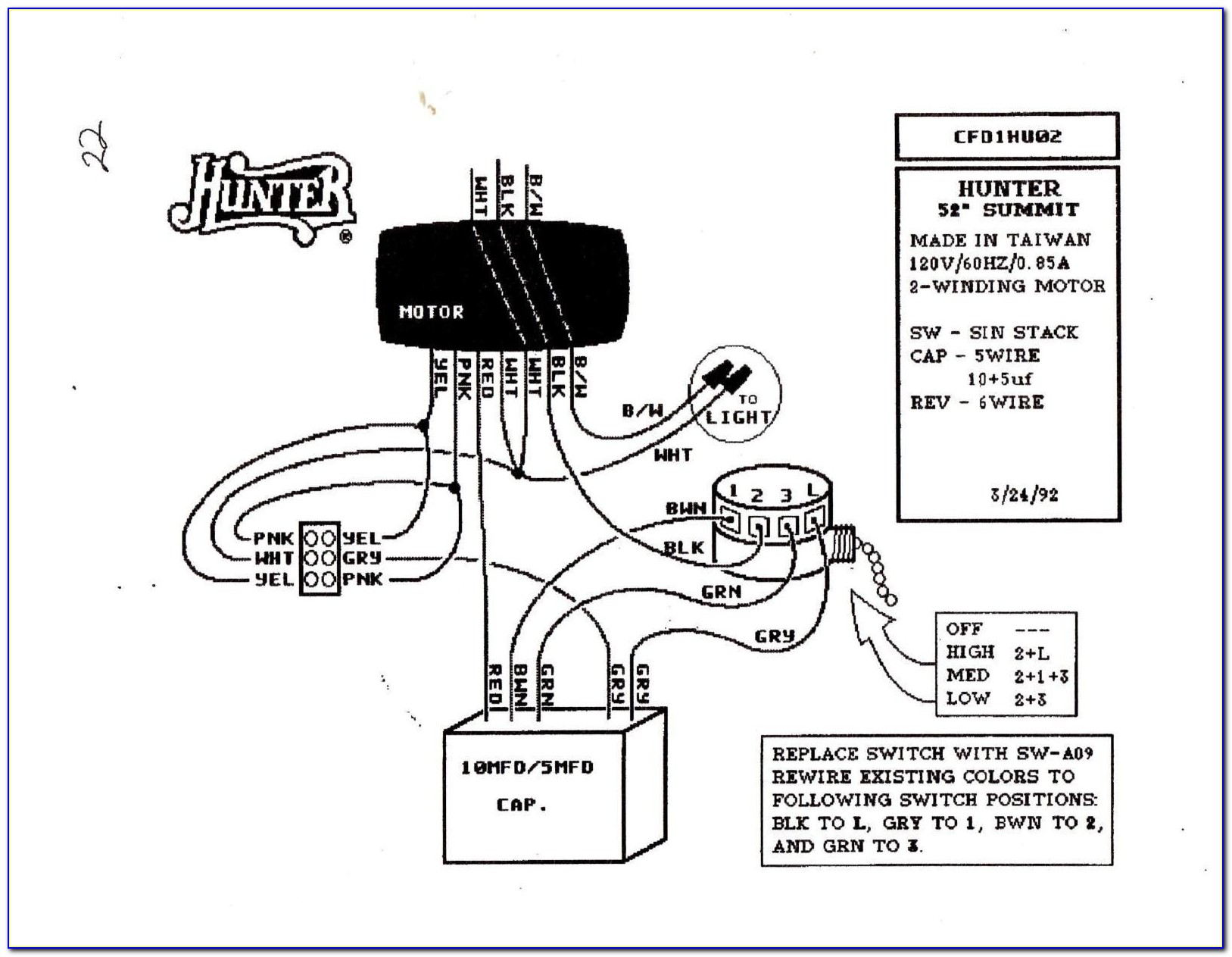 Hunter Ceiling Fan And Light Wiring Diagram