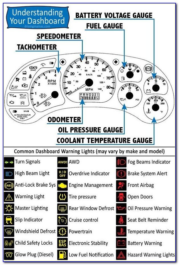 Mini Cooper Dashboard Warning Lights Diagram 2005