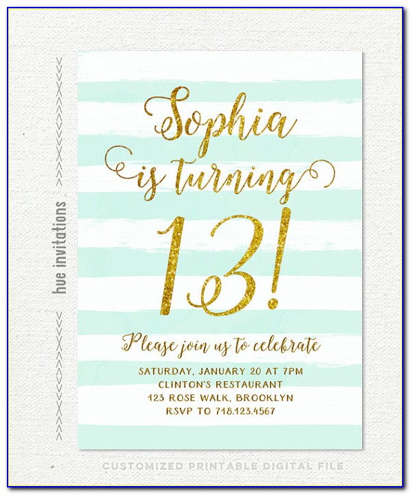 13th Birthday Invitations Printable
