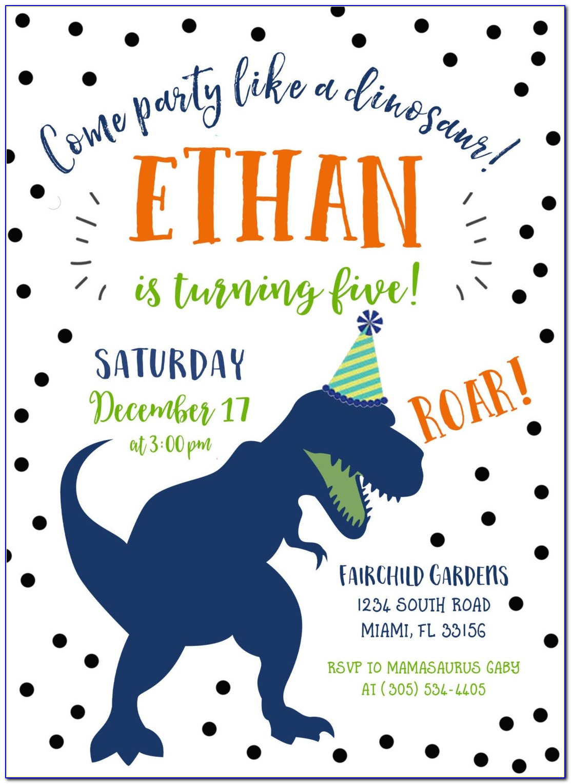 1st Birthday Invitations Dinosaur Theme