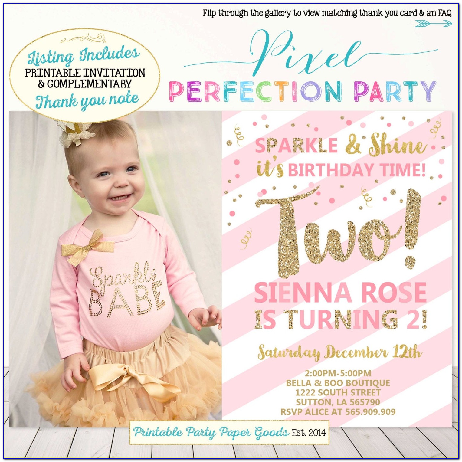 2nd Birthday Party Invitations Girl