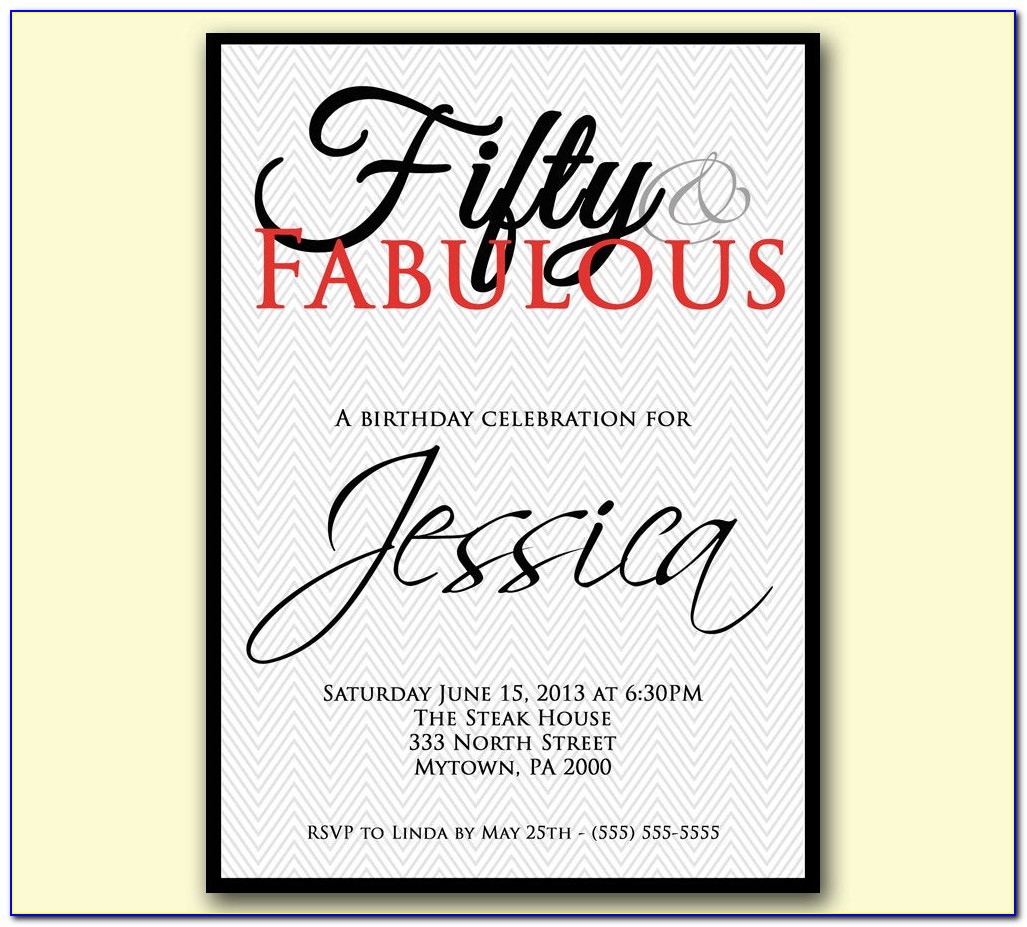 50 And Fabulous Surprise Birthday Invitations