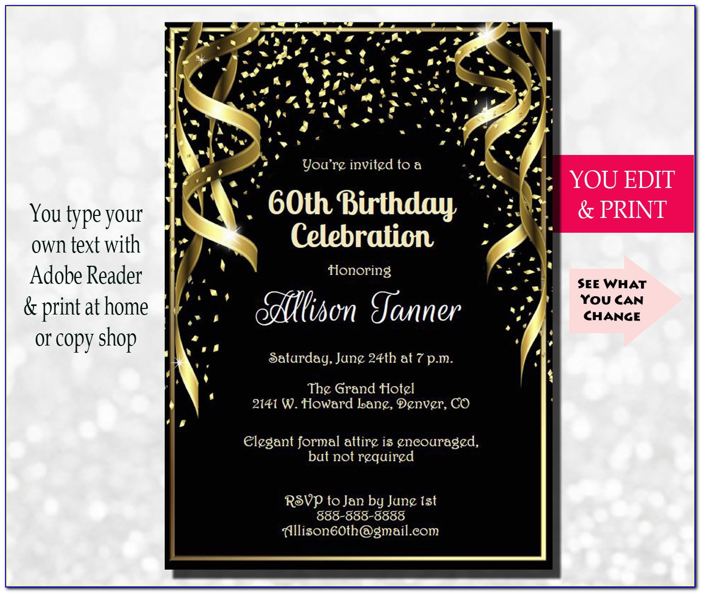 60th Birthday Invitations For Male