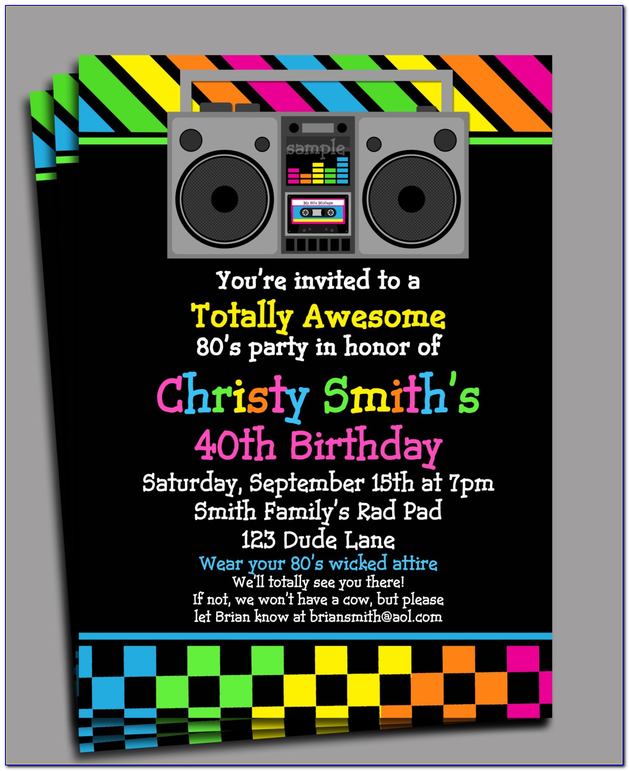 80s Party Invitations Printable