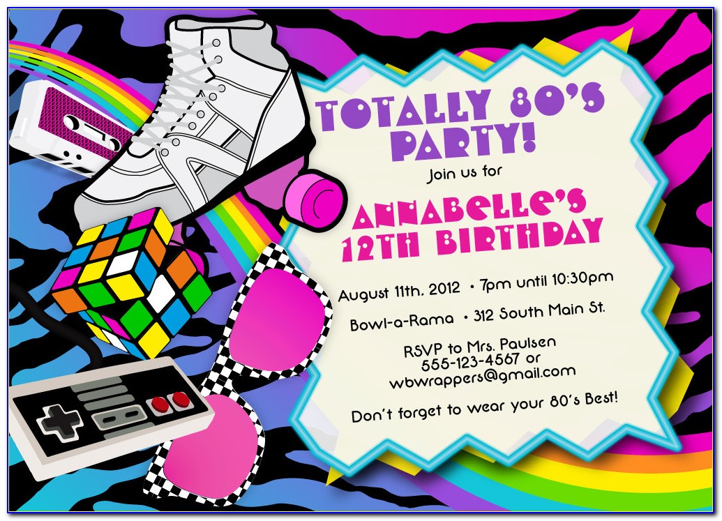 80s Theme Party Invitations Printable