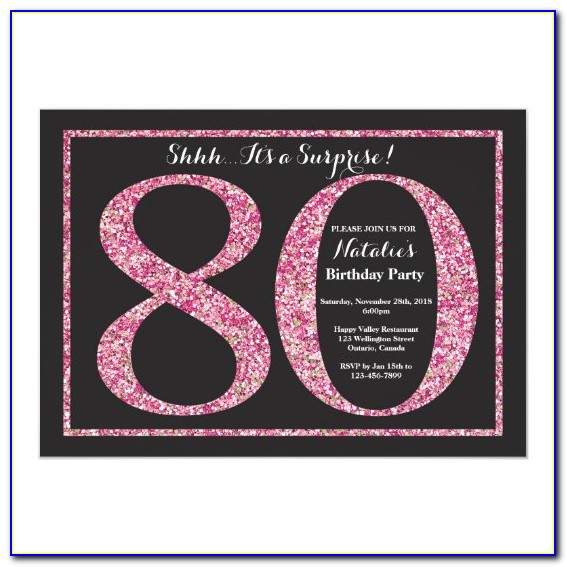 80th Surprise Birthday Party Invitations Templates