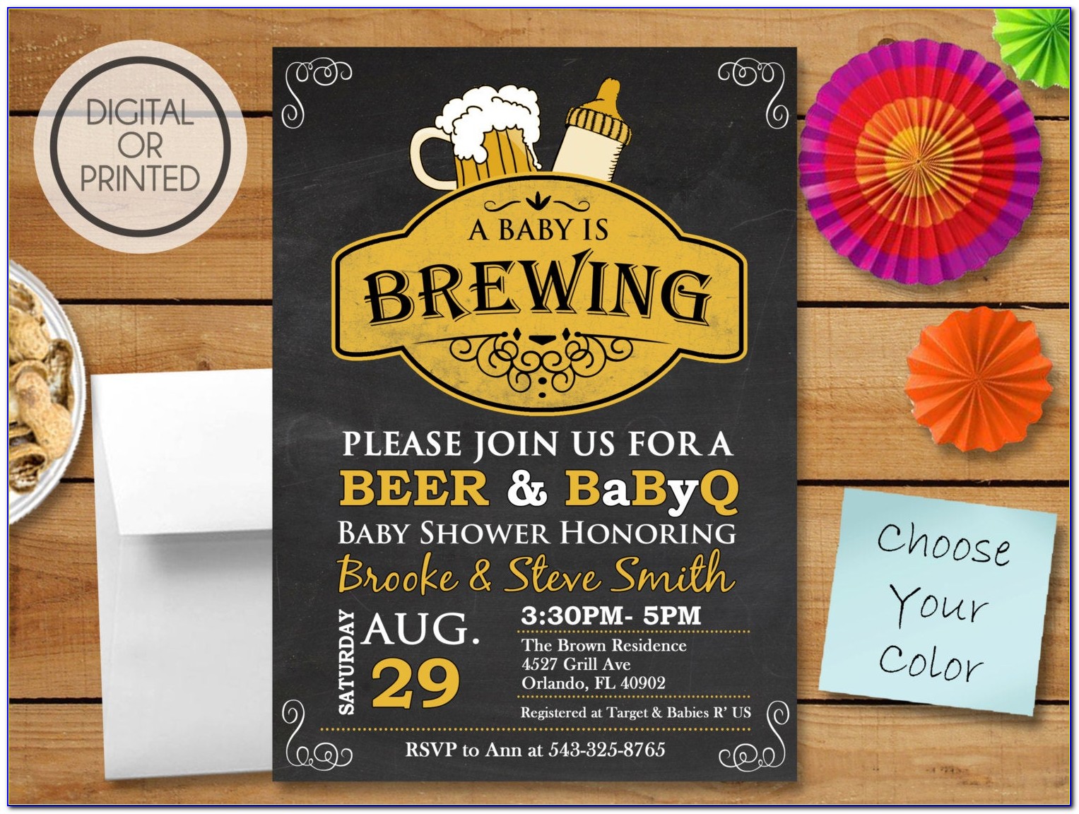 A Baby Is Brewing Halloween Baby Shower Invitations